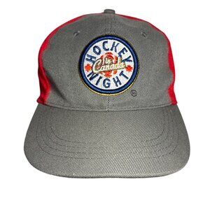 Vintage Hockey Night In Canada Red & Gray Snapback Hat By Budweiser